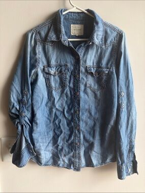 life in progress Light Blue Denim Button-Down Shirt